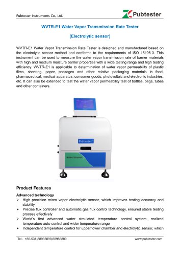 WVTR-E1 Water Vapor Transmission Rate Tester