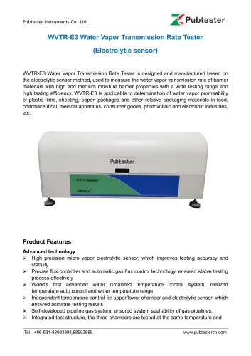 WVTR-E3 Water Vapor Transmission Rate Tester
