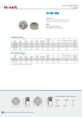 LH series Steel self-locking and non-locking nuts.