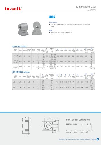 LRAS series Steel threaded right angle fastener.