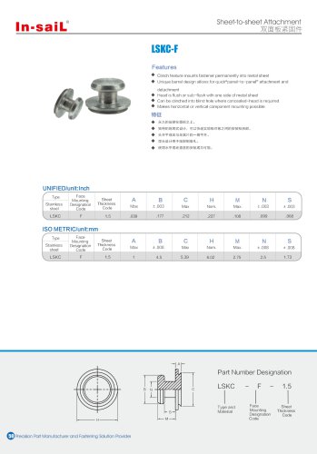 LSKC-F These type allow detachable joining of two sheets.