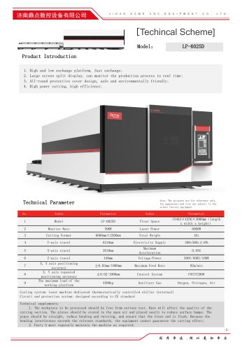 Acme Laser Cutting Machine LP-6025D-6000W