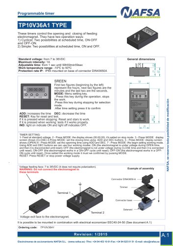 catalogue Programmable timer TP10V36A1