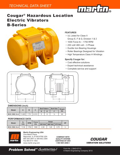 Cougar® B Series Hazardous Location Vibrator