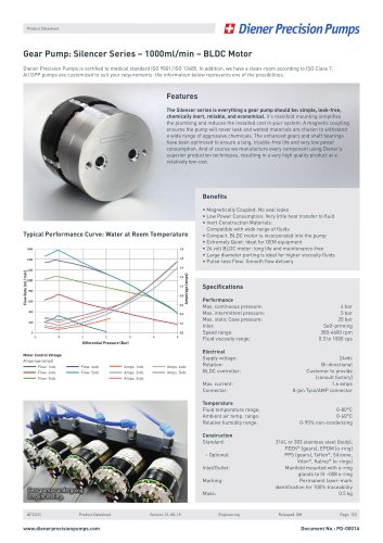 PD 0001A: Gear Pump Silencer Series 1000 ml/min - BLDC Motor