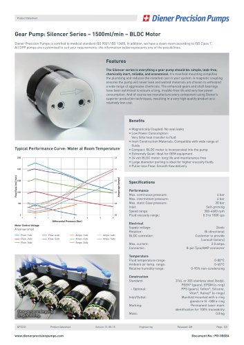 PD 0002A: Gear Pump Silencer Series 1500 ml/min - BLDC Motor