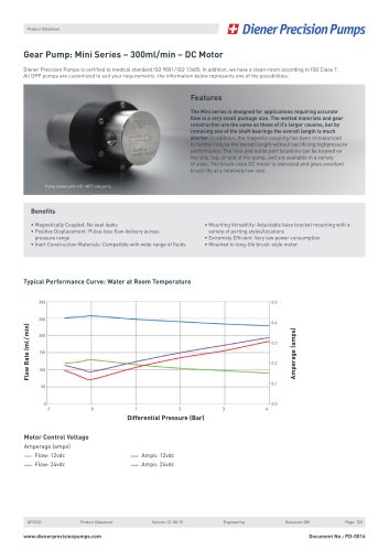 PD 0016: Gear Pump Mini Series - 300ml/min - DC Motor