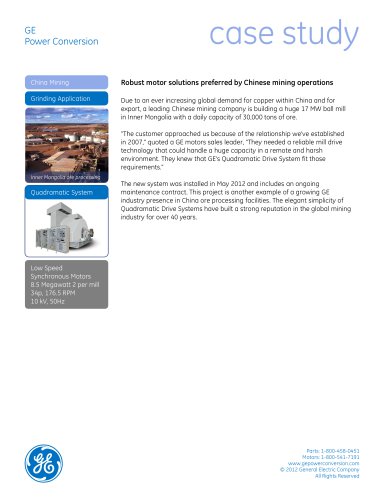 Robust motor solutions preferred by Chinese mining operations