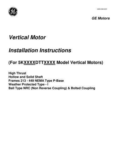 Vertical Motor Installation Instructions