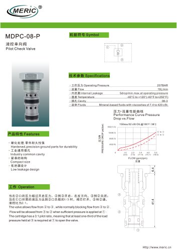 Pilot-operated check valve MDPC-08-P series