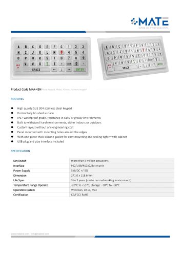 MATE MKA-45N Compact Keypad with 45 Keys