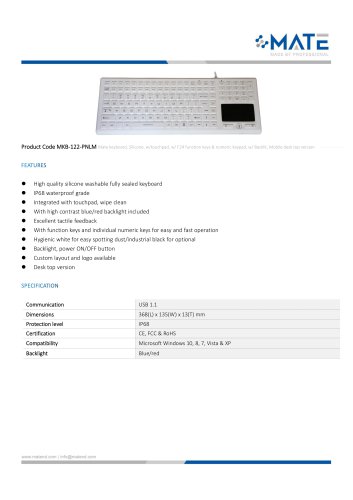 MATE MKB-122-PNLM Top Rated Full Functionality Medical Backlight Keyboard