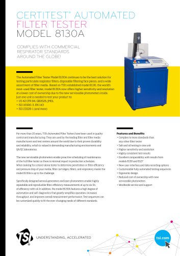 8130A Automated Filter Tester - Specification Sheet