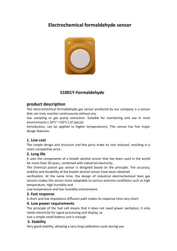 Electrochemical formaldehyde gas sensor_S1001Y