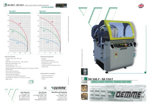 SH 500 F - SH 550 F - SINGLE HEAD FRONTAL SAWING MACHINE