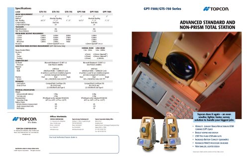 Advanced Standard and Non-Prism Total Station GPT-7500/GTS-750