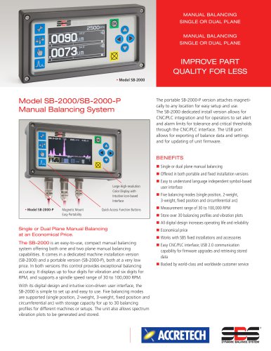 Model SB-2000/SB-2000-P Manual Balancing System Data Sheet