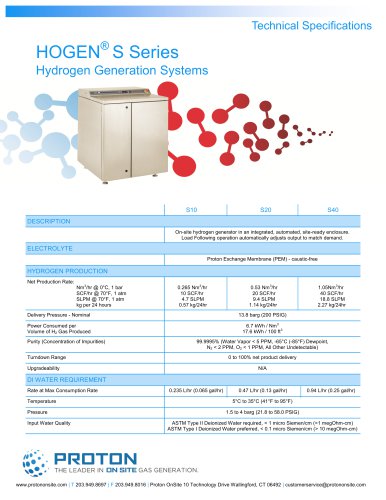 HOGEN S SERIES HYDROGEN GENERATION SYSTEM