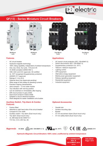 QF(13) - Series Miniature Circuit Breakers