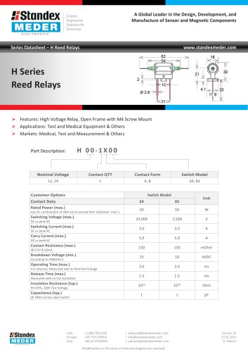 H SERIES REED RELAY