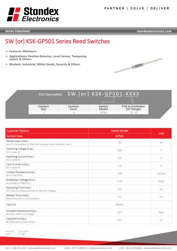 KSK-GP 501 Series Reed Switches