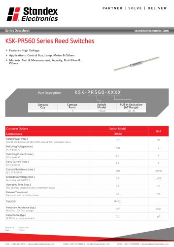 KSK-PR560 Series Reed Switches