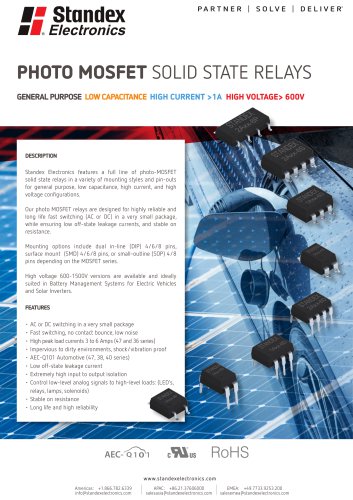 Product Solutions – Photo MOSFET Solid State Relays