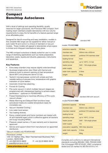 Compact 60 Benchtop Priorclave