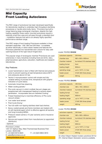 Mid Capacity Front Loading Autoclaves