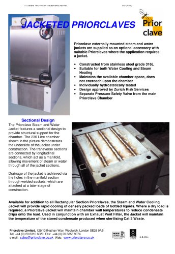 Steam and Water Jackets for Priorclave Autoclaves