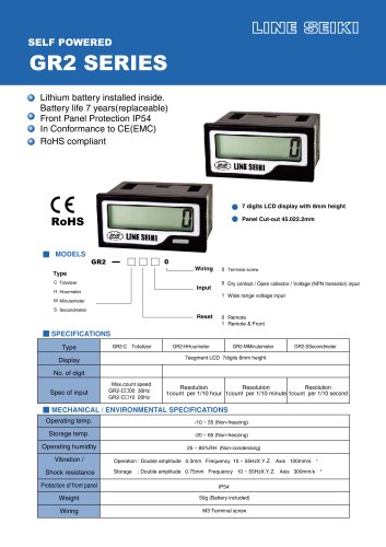 GR2 Series Catalogs (Hourmeter, Minutemeter, Secondmeter)