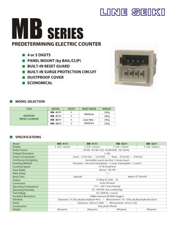 MB Series Catalog (Electromagnetic Counter)