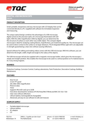 DIGITAL USB MICROSCOPE WITH LCD SCREEN