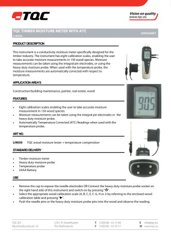 WOOD MOISTURE TESTER WITH TEMPERATURE COMPENSATION