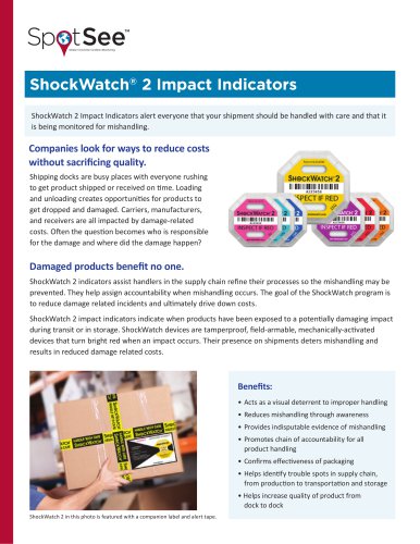 2018 ShockWatch® 2 Impact Indicators