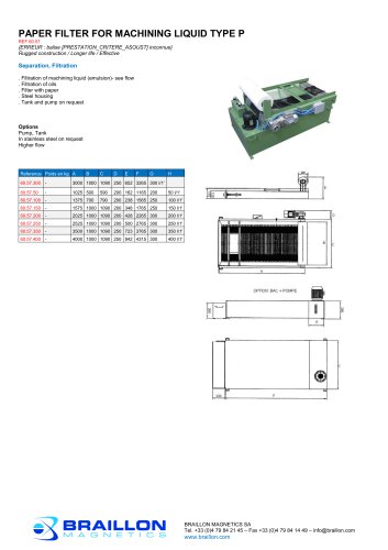 PAPER FILTER FOR MACHINING LIQUID TYPE P