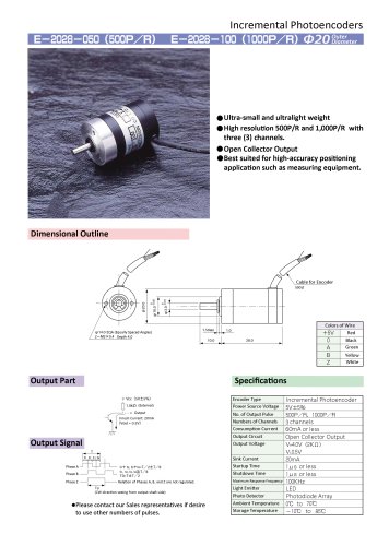 lncremental Photoencoders E-2028-050 (500P/R) E-2028-100 (1000P/R)