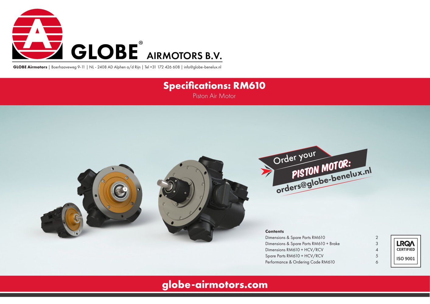 Radial piston air motor RM610 Series - GLOBE Airmotors, Test Equipment & Motion Control