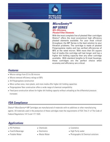   MicroSentry™- MP SERIES 90% Efficiency Pleated Filter Elements