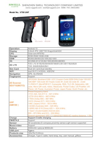 V700 UHF handheld data terminal