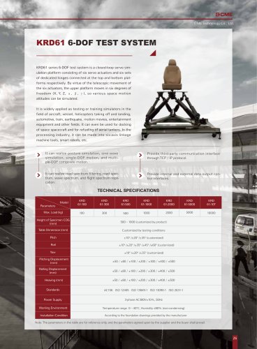 KRD61 6-DOF Test System Movement simulator Motion Table