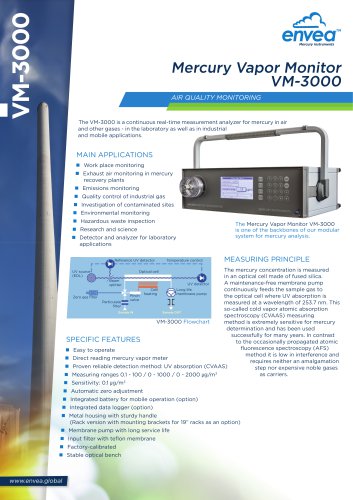 Air quality & industrial emission Mercury monitor VM3000