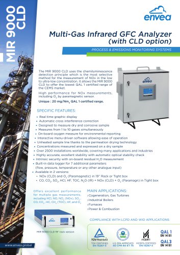 MIR9000CLD multi-gas IR-GFC / CLD analyzer for stack emissions