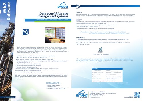 WEX-QAL1 certified-Environmental software and DAHS for Industries