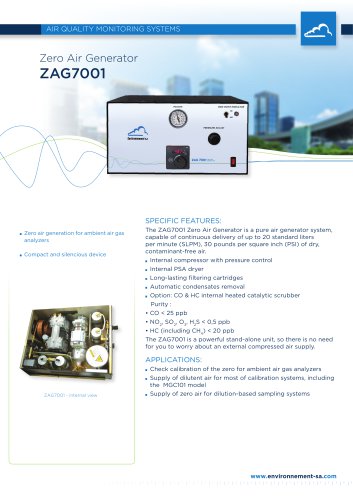 Zero air generator for pollution monitors