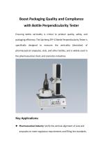Boost Packaging Quality and Compliance with Bottle Perpendicularity Tester
