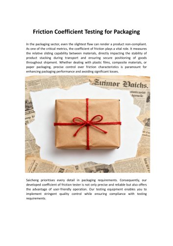 Friction Coefficient Testing for Packaging