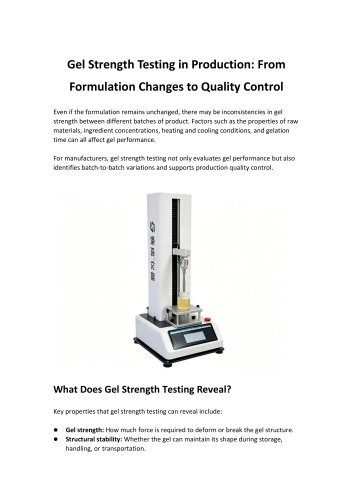 Gel Strength Testing in Production: From Formulation Changes to Quality Control