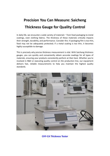 Precision You Can Measure: Saicheng Thickness Gauge for Quality Control