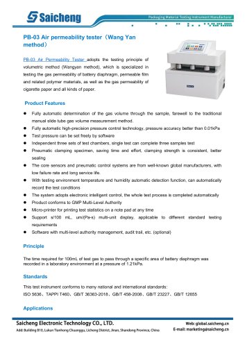 Saicheng Air Permeability Tester PB-03